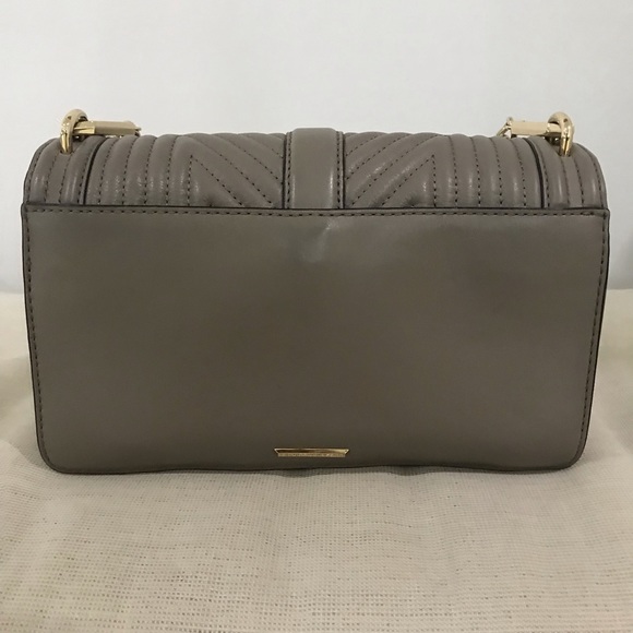 Rebecca Minkoff Geo Love Medium Chevron Crossbody Bag Gray/Taupe/Mushroom - Picture 7 of 14